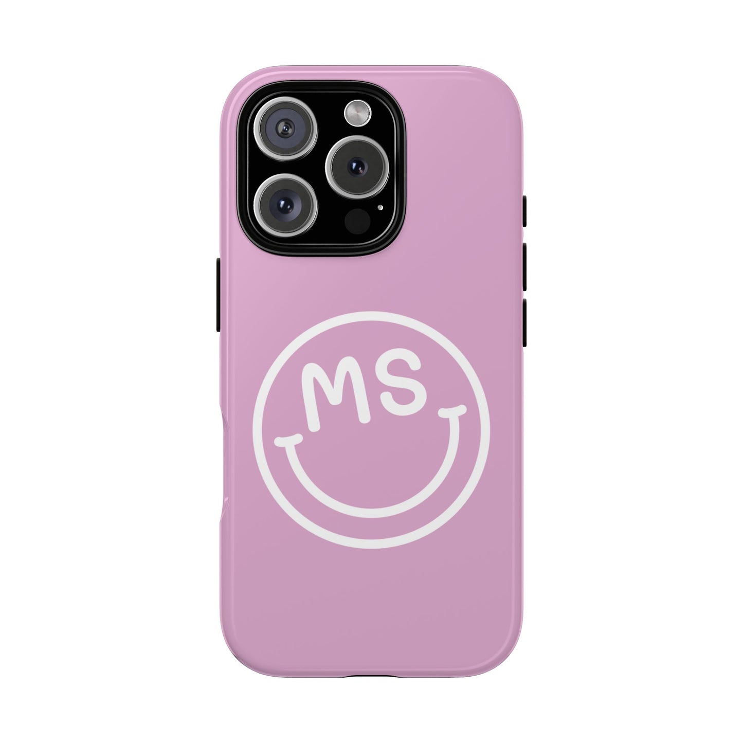 Cute Smiley Face iPhone Case - Personalized Initials - Mauve