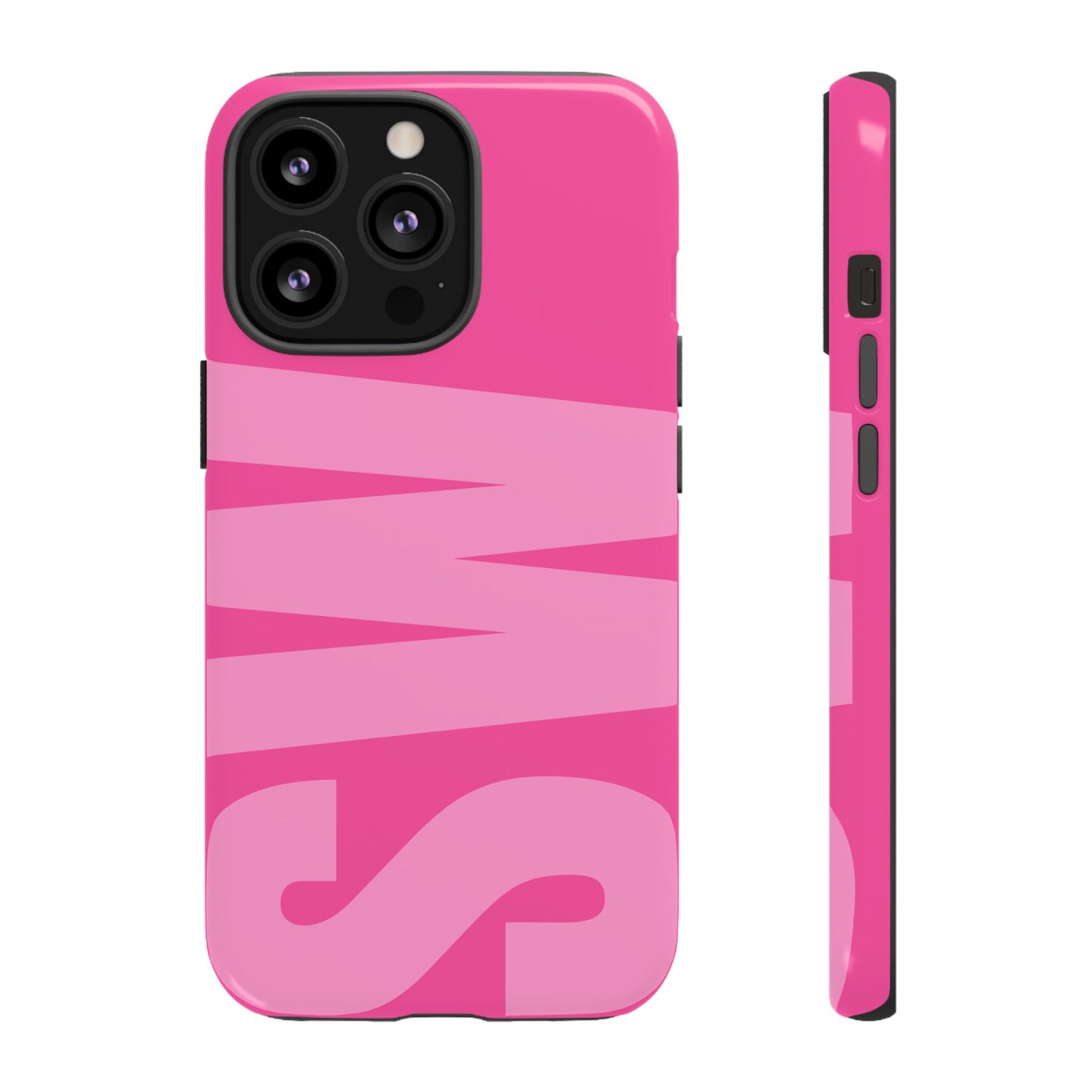 Hot Pink Personalized Monogram iPhone Case - Custom Initial Tough Cover