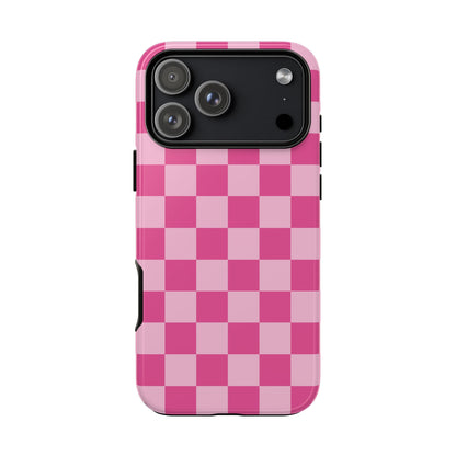 Hot Pink Checker Pattern iPhone Case for Girls