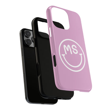 Cute Smiley Face iPhone Case - Personalized Initials - Mauve