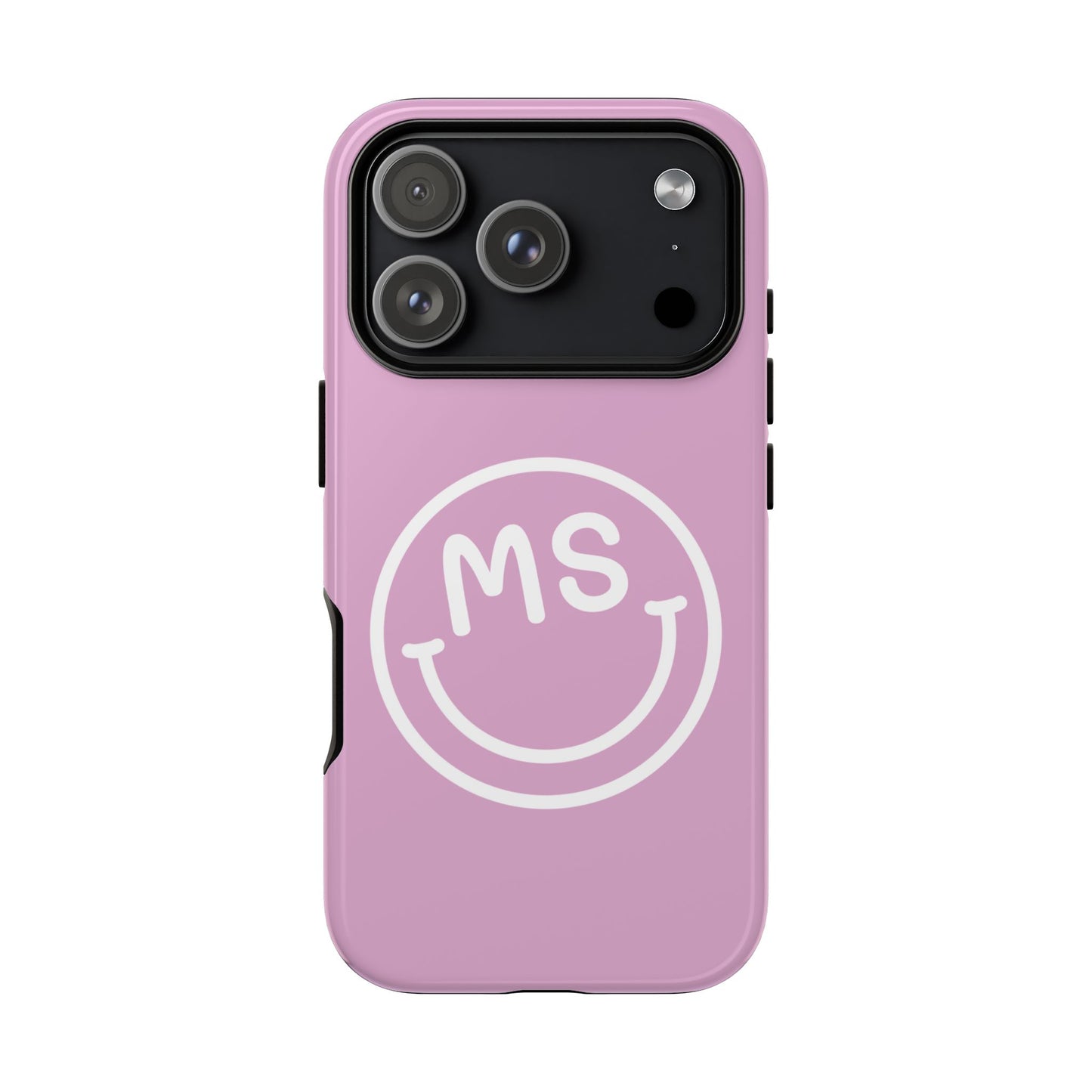 Cute Smiley Face iPhone Case - Personalized Initials - Mauve