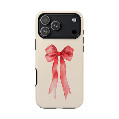 Cute Watercolor Red Ribbon Bow iPhone Case