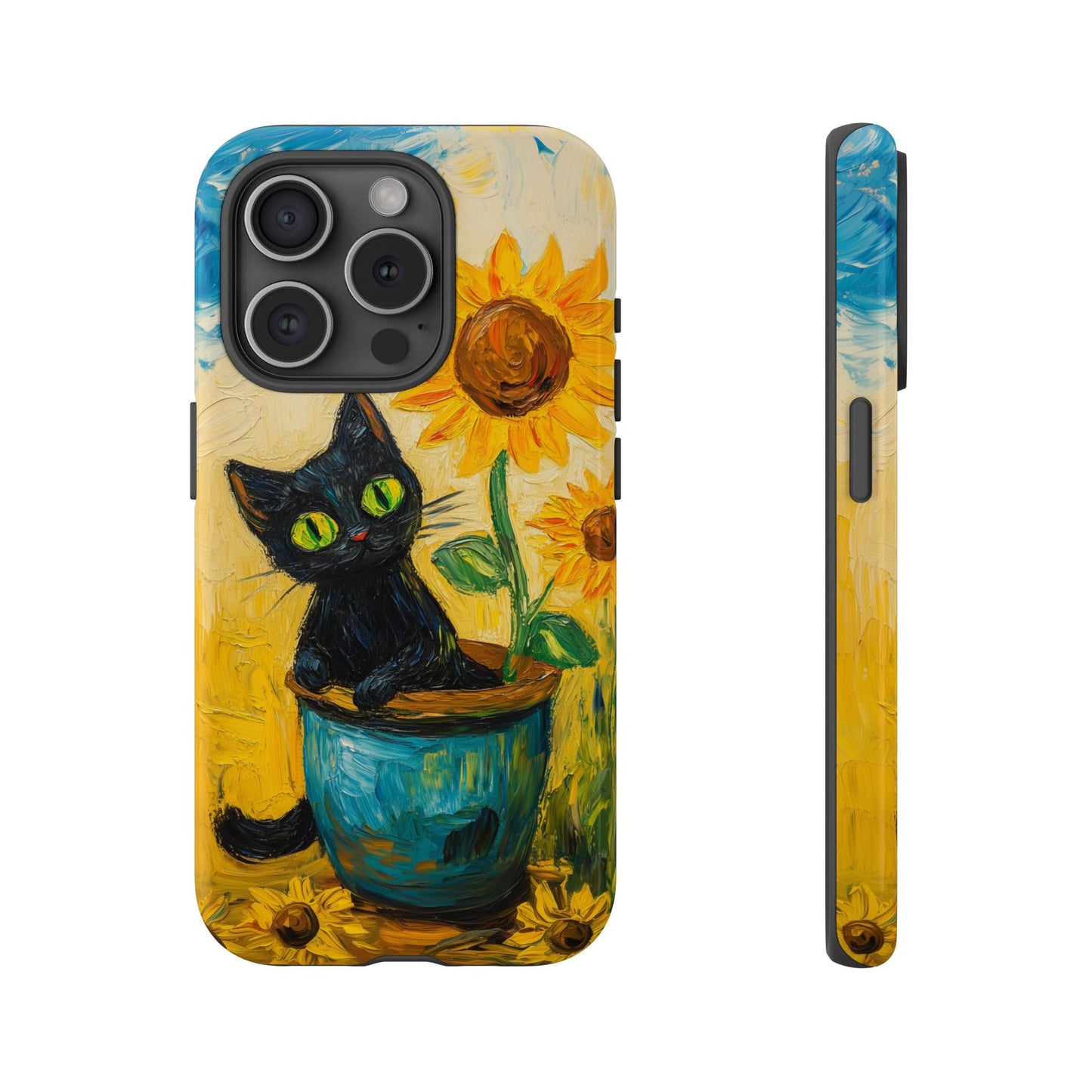 Whimsical Sunflower Cat iPhone Case - Golden Bloom