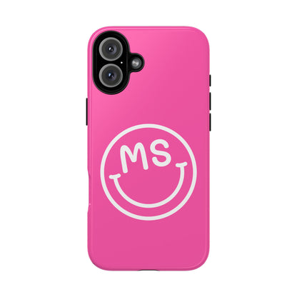 Cute Pink Smiley Face iPhone Case - Personalized Initials