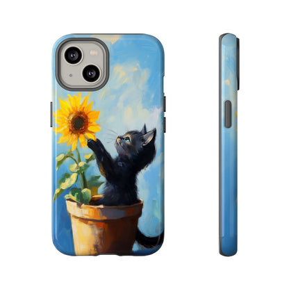 Cute Cat and Sunflower iPhone Case for Pet Lovers