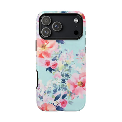 Watercolor Floral iPhone Case - Pastel Mint