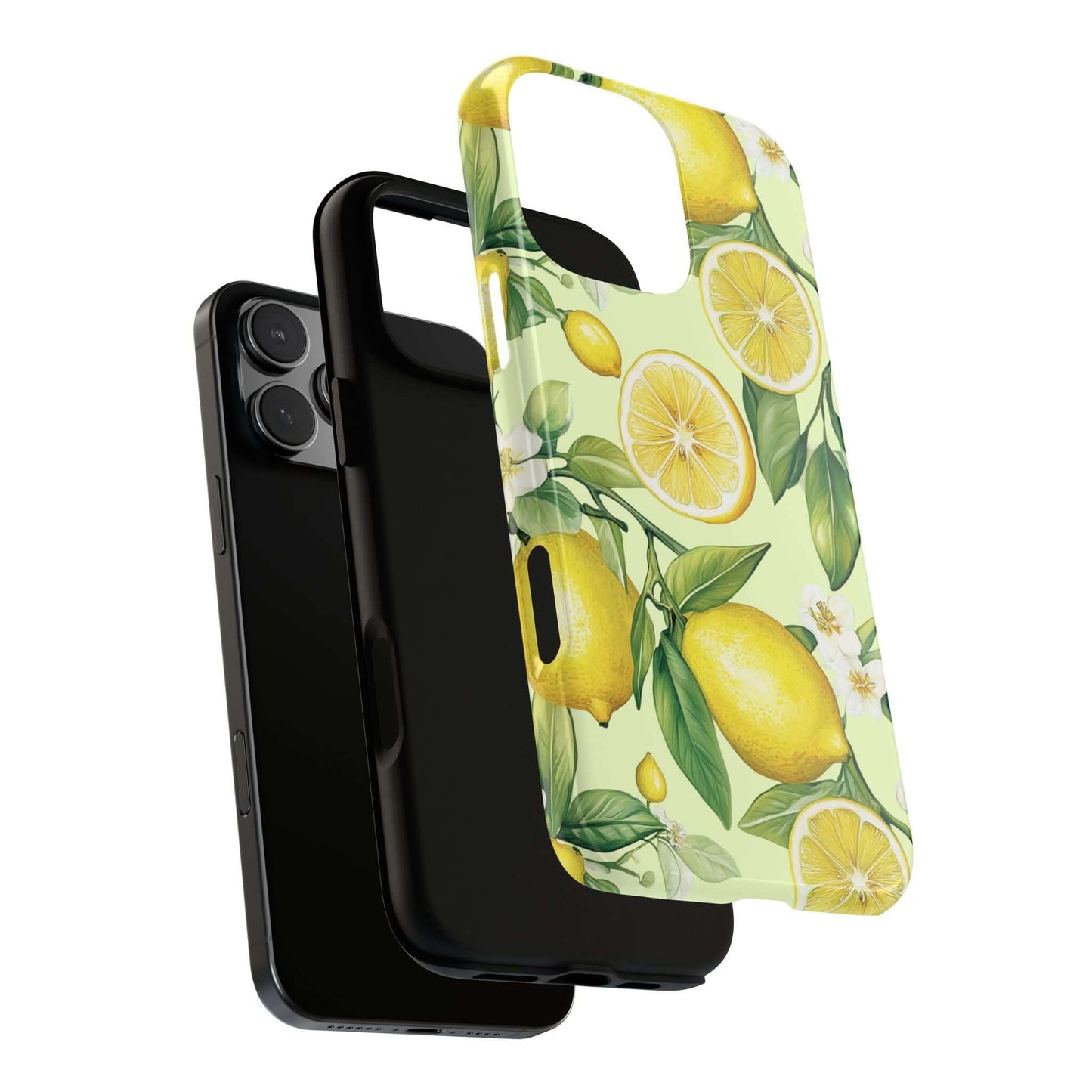 Lemon Blossom iPhone Case featuring hand-painted lemons and blossoms on a pastel backdrop, offering style and protection for your phone.