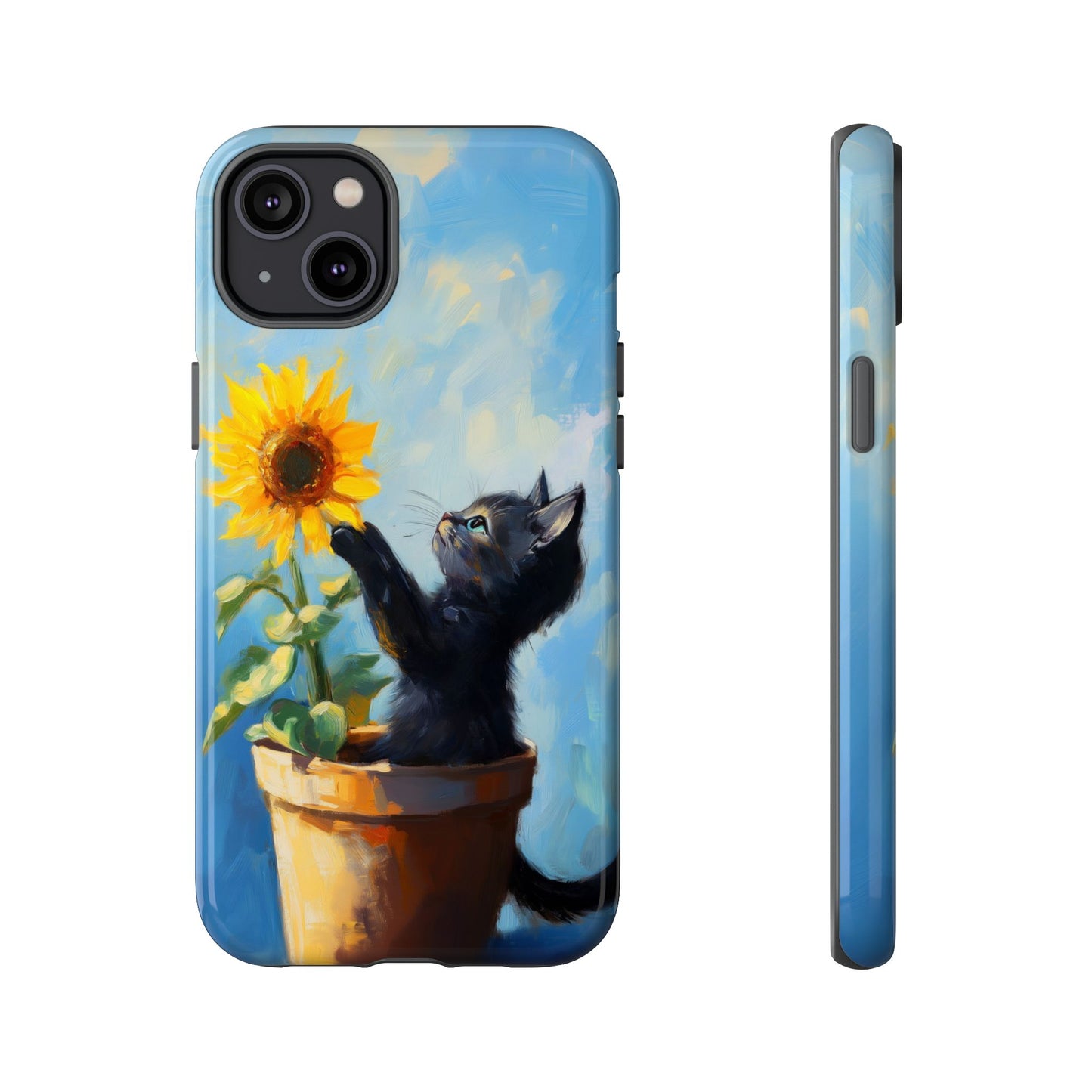 Cute Cat and Sunflower iPhone Case for Pet Lovers