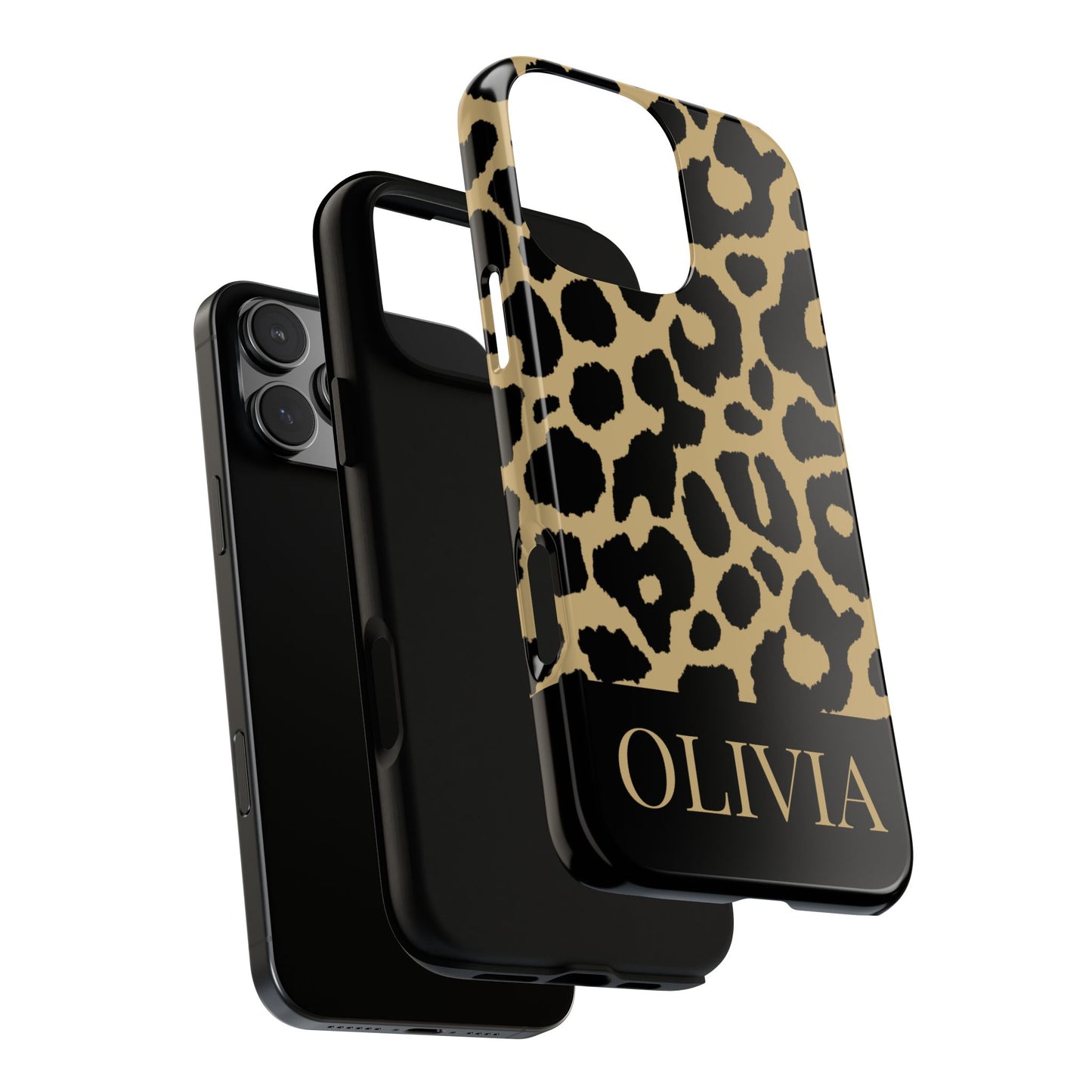 Classic Gold Black Leopard Print iPhone Case - Custom Name