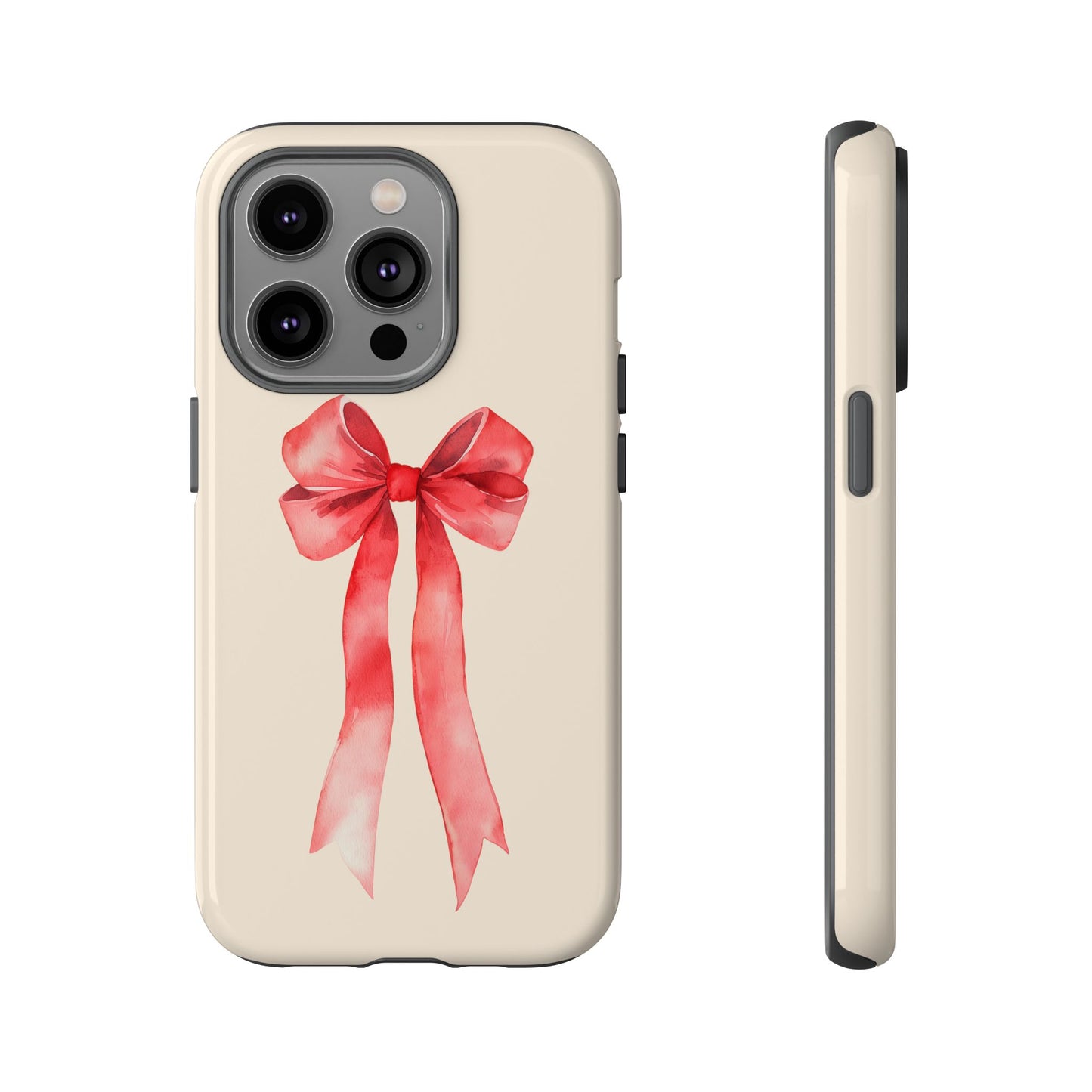 Cute Watercolor Red Ribbon Bow iPhone Case