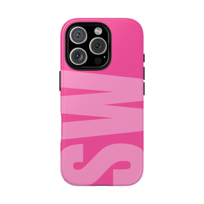 Hot Pink Personalized Monogram iPhone Case - Custom Initial Tough Cover