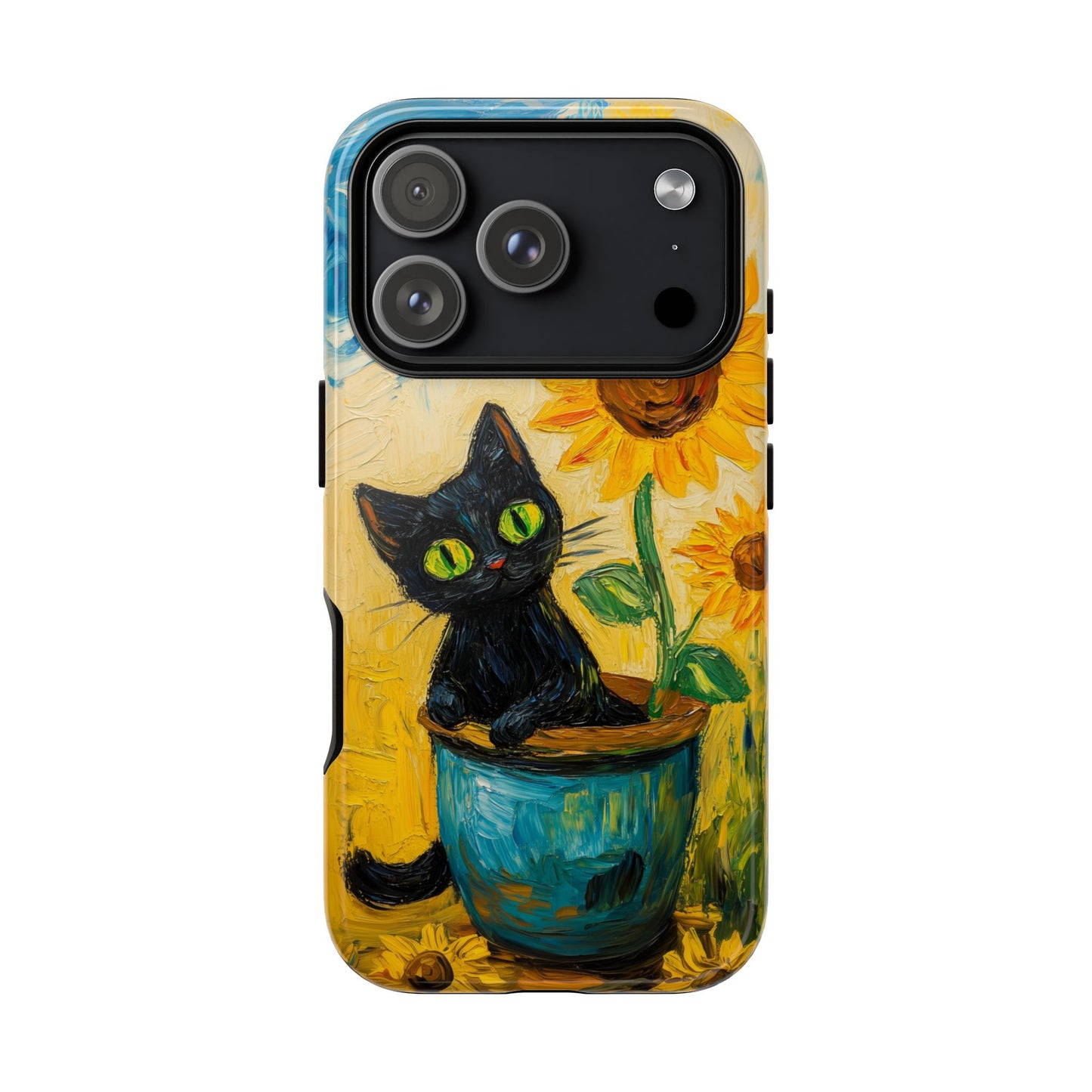 Whimsical Sunflower Cat iPhone Case - Golden Bloom