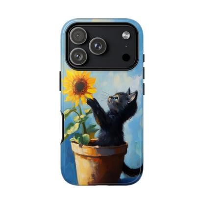 Cute Cat and Sunflower iPhone Case for Pet Lovers