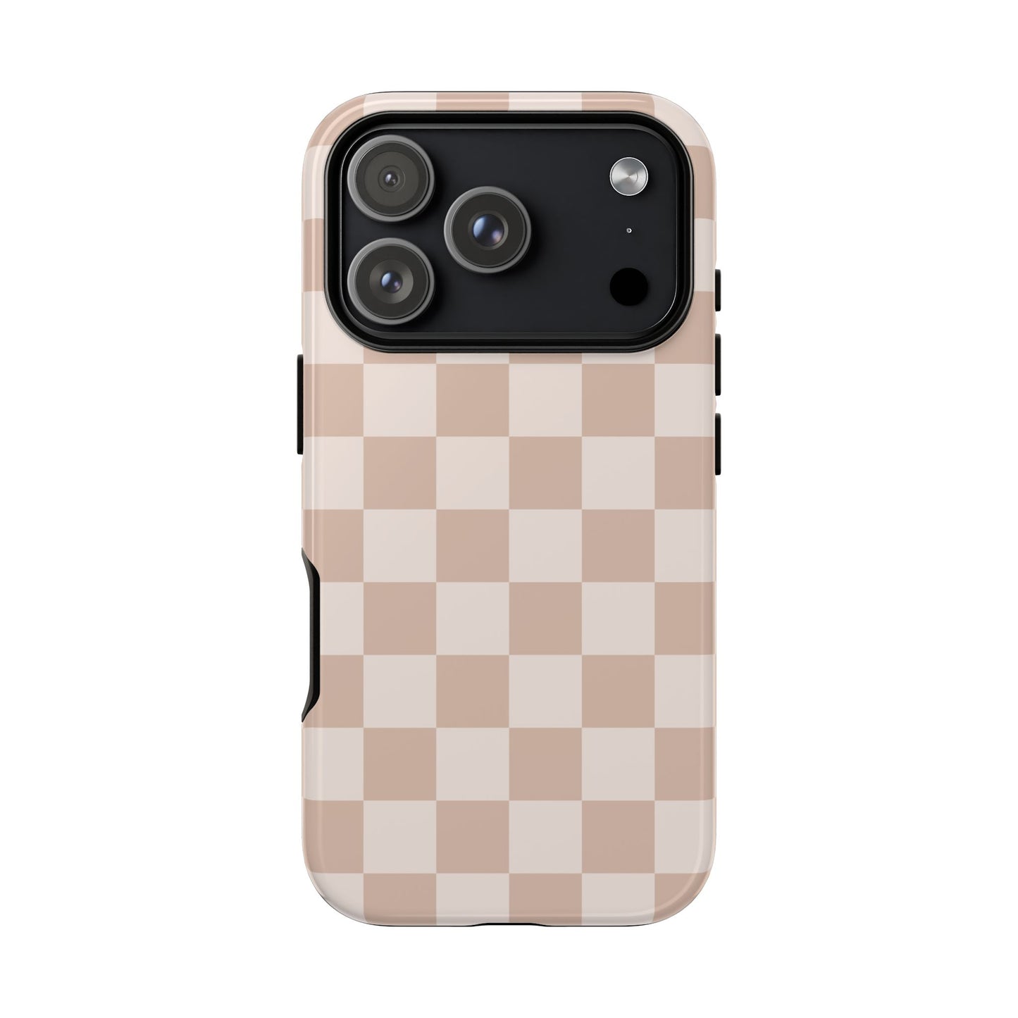 Aesthetic Checkered Pattern iPhone Case | Nude Beige
