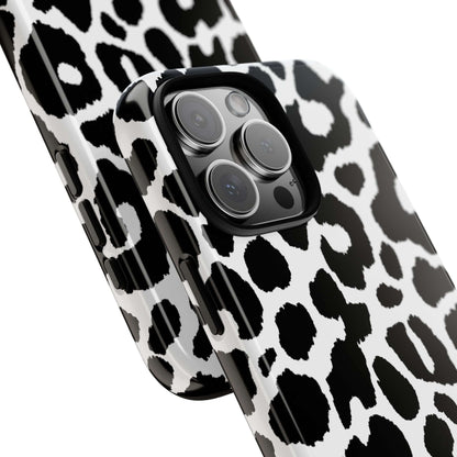 Custom Name Leopard Print iPhone Case - Black and White