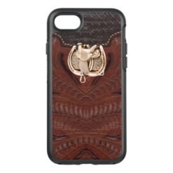 106 Western SW Leather/Gold Saddle Print OtterBox Symmetry iPhone 7 Case