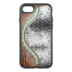 112Western SW Leather/Silver Bling Trim Print OtterBox Symmetry iPhone 7 Case