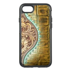 115 Western Leather Tooled Gold on Gold Print OtterBox Symmetry iPhone 7 Case