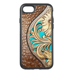 139 Western SW Leather Print Gold/Turq Trim OtterBox Symmetry iPhone 7 Case