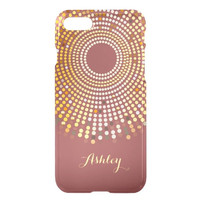 2015 Trendy Marsala Wine Red and Gold Sparkle Dots iPhone 7 Case