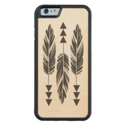 3 Black Feather Maple Wood iPhone 6 Case