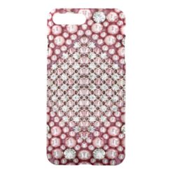 304 BG Bling Diamond Pattern Pink/Wh Print iPhone 7 Plus Case