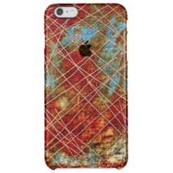 94 Bling Metallic Scratched Red Rust Print Clear iPhone 6 Plus Case