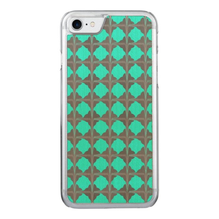 Abstract Teal Gray Quatrefoil Pattern Carved iPhone 7 Case