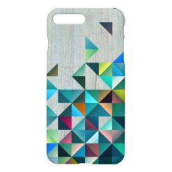 Aged Wood With Modern Colorful Triangles iPhone 7 Plus Case