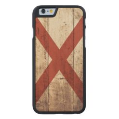 Alabama State Flag on Old Wood Grain Carved Maple iPhone 6 Slim Case
