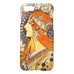 Alphonse Mucha La Plume Zodiac Art Nouveau Vintage iPhone 7 Case