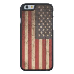 American Flag on Old Wood Grain Carved Maple iPhone 6 Slim Case