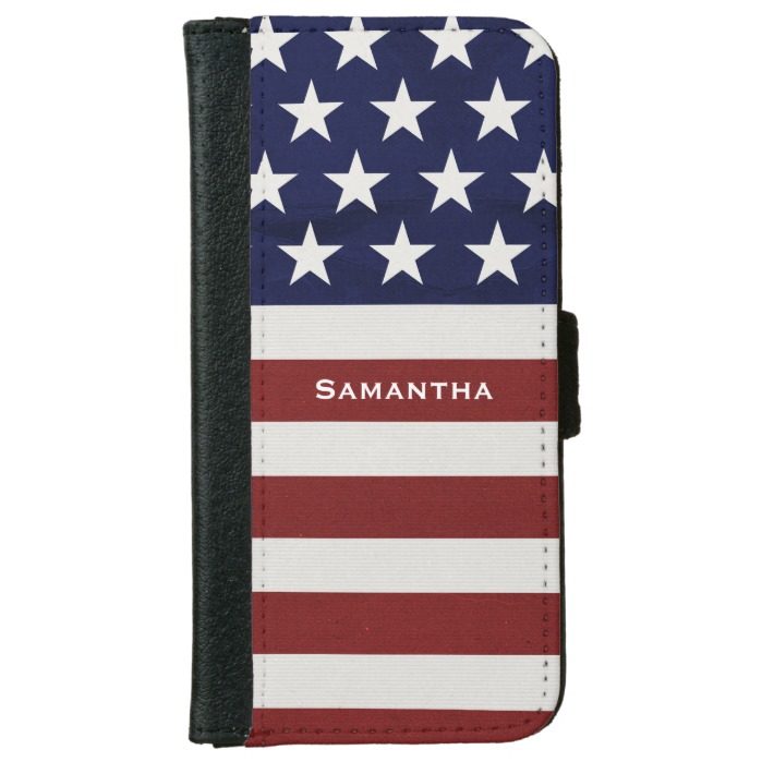 American USA Flag Patriotic July 4th Custom iPhone 6/6s Wallet Case