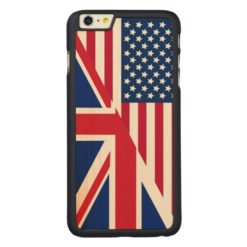 American and Union Jack Flag Carved Maple iPhone 6 Plus Slim Case