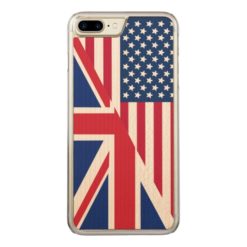 American and Union Jack Flag Carved iPhone 7 Plus Case