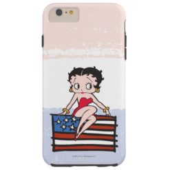 Americana Betty Boop Sitting on American Flag Tough iPhone 6 Plus Case