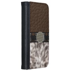 Animal Fur Heart Leopard Monogram Wallet Phone Case For iPhone 6/6s