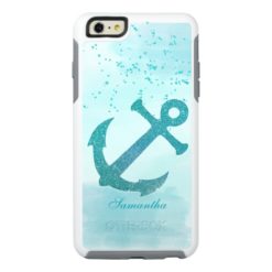 Aqua Glitter Anchor Otterbox iPhone 6 Plus Case