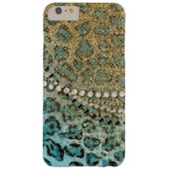 Aqua Gold Leopard Animal Print Glitter Look Jewel Barely There iPhone 6 Plus Case