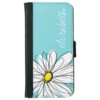 Aqua and Yellow Whimsical Daisy Custom Text Wallet Phone Case For iPhone 6/6s