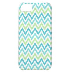 Aqua blue and lime green chevron zigzag pattern iPhone 5C cover