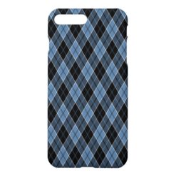 Argyle Blue Black White Stripes Diamond pattern iPhone 7 Plus Case