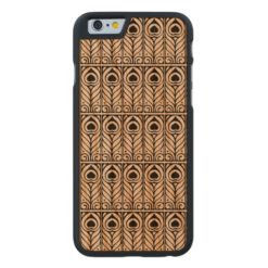 Art Nouveau Black & White Peacock FeatherDesign Carved Cherry iPhone 6 Case