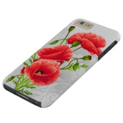 Artistic Red Poppies Tough iPhone 6 Plus Case