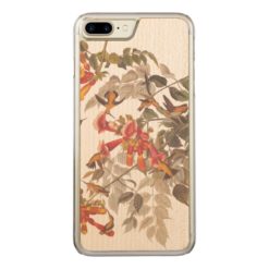 Audubon's Ruby Throated Hummingbirds and Flowers Carved iPhone 7 Plus Case