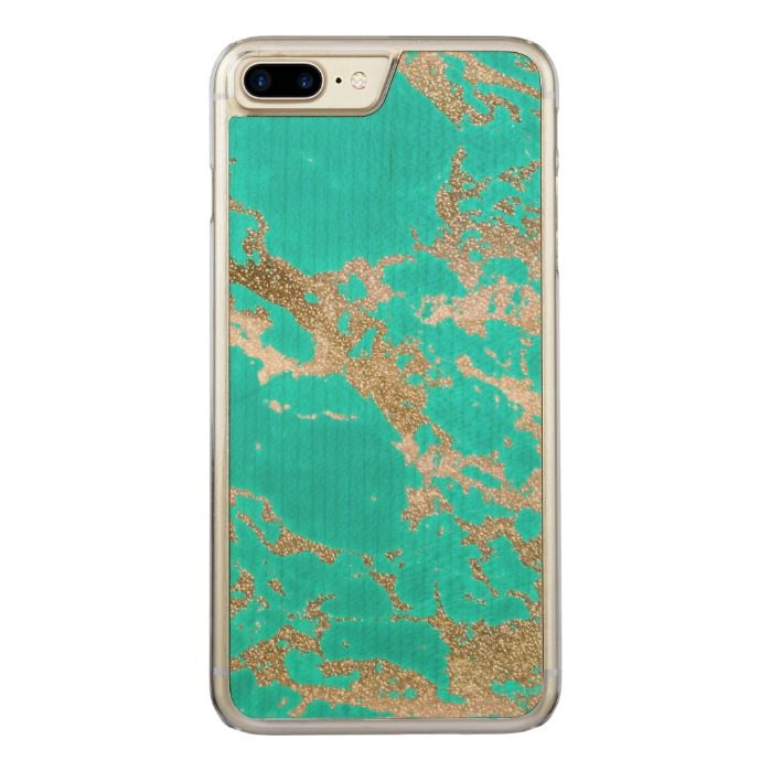Awesome trendy modern faux gold glitter marble Carved iPhone 7 plus case
