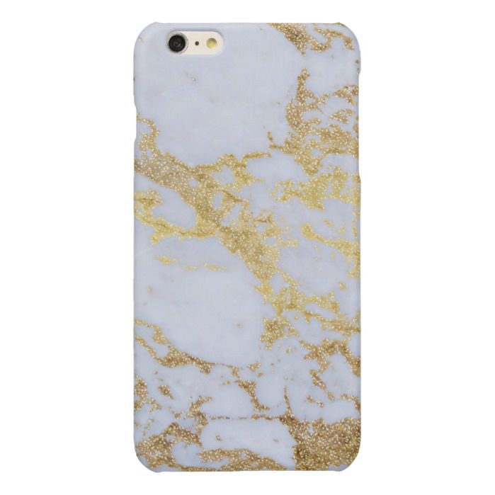 Awesome trendy modern faux gold glitter marble glossy iPhone 6 plus case