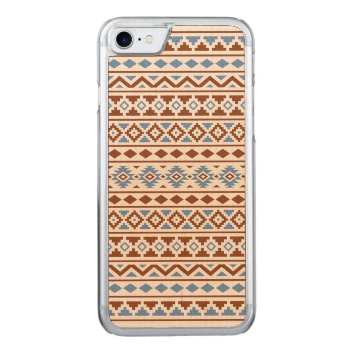 Aztec Essence Pattern II Rust Blue Cream Carved iPhone 7 Case