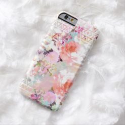 Aztec Pink Teal Watercolor Chic Floral Pattern Barely There iPhone 6 Case