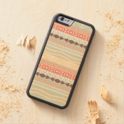 Aztec Retro Pink Brown Teal Geo Pattern Carved Maple iPhone 6 Bumper